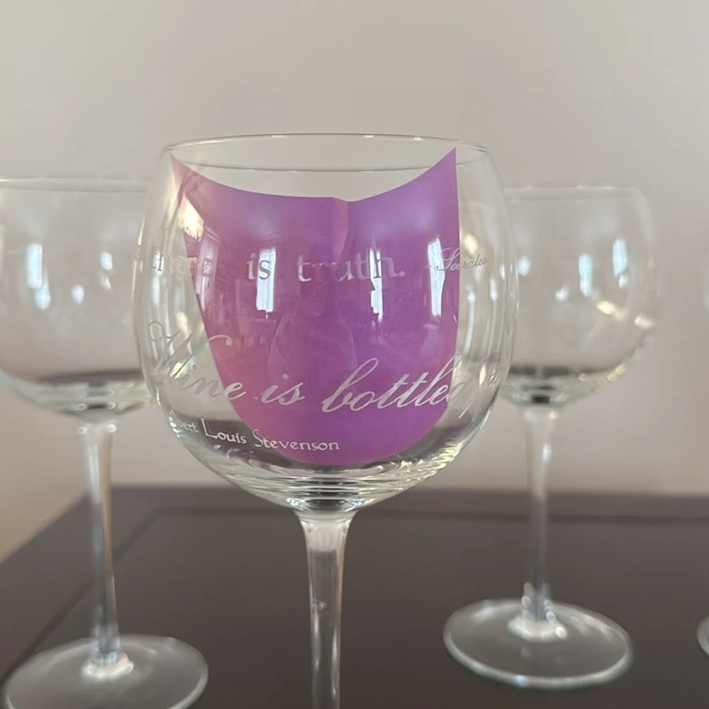 Pottery Barn Wine Quote Red Wine Glasses - Picture 7 of 9